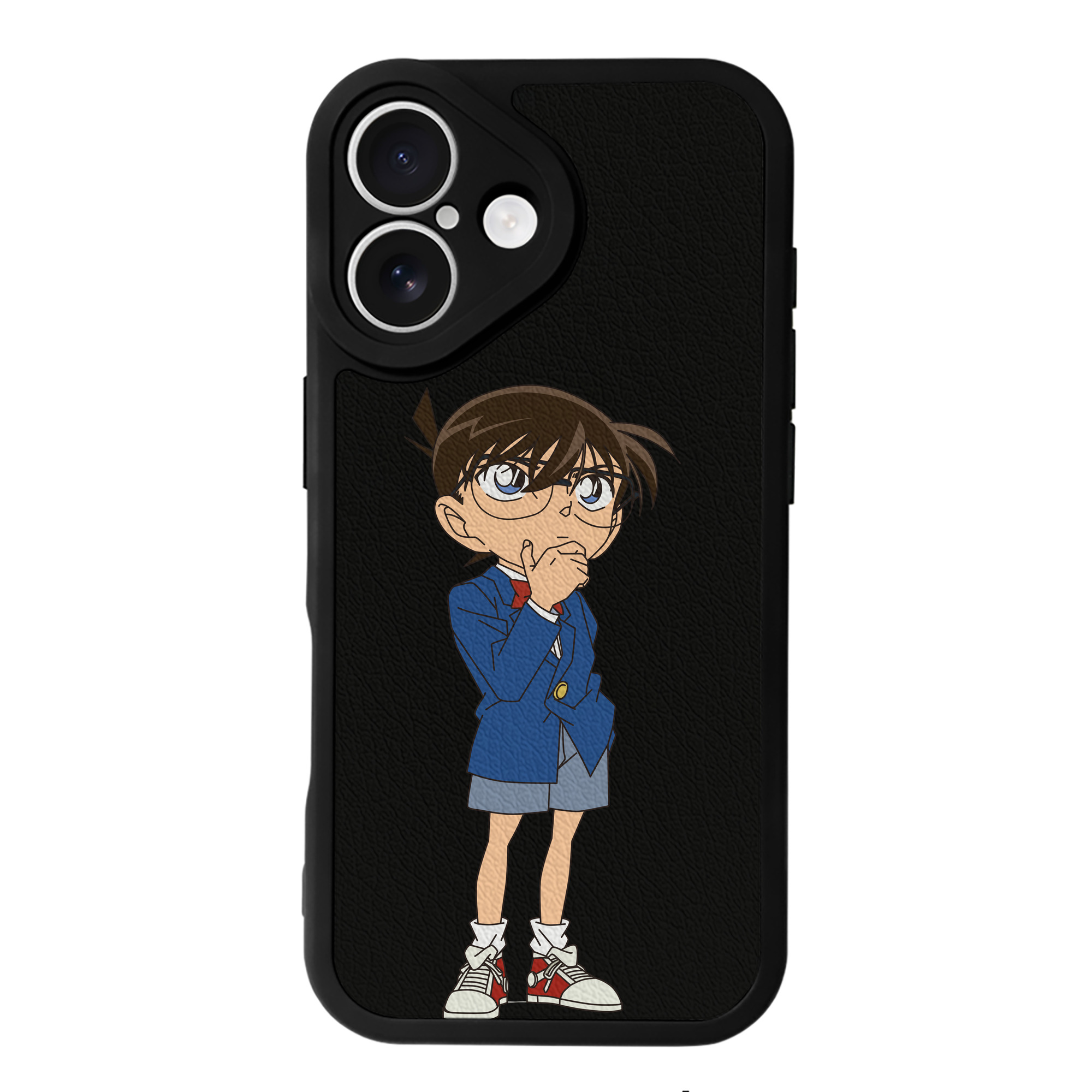 （画像用） 名探偵コナン 江戸川 コナン Detective Conan Conan Edogawa 【iPhone 16シリーズ対応】シリコンスマホケース（レザー調） 材質：シリコン